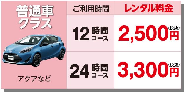 普通車クラス料金表